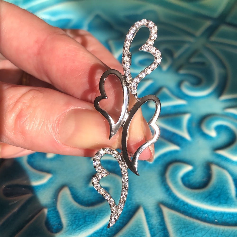 Sterling Silver 925 Heart Pendant for Necklace or Pin